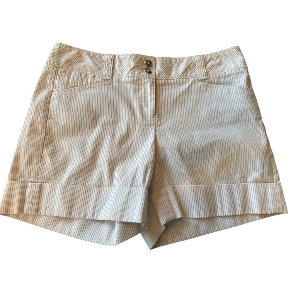 White House Black Market Women Cuffed Shorts Size 2 Off White Casual Beach Comfy